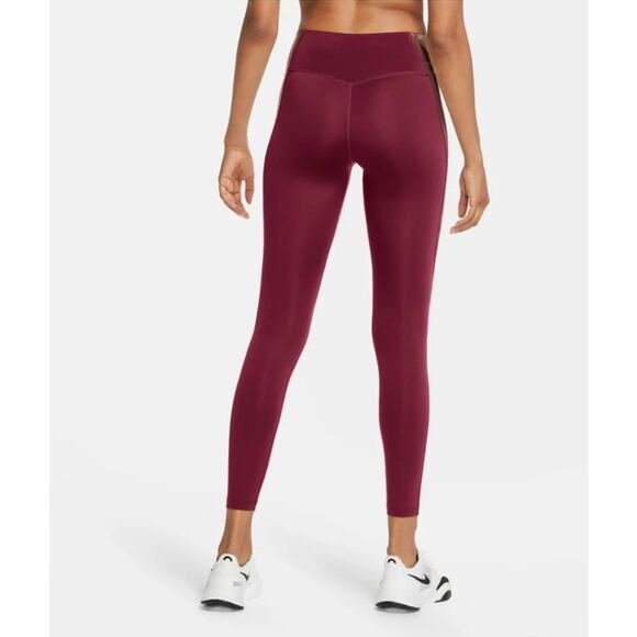 Nike Women’s Essential Color Block Leggings Maroon Pink XS EUC - Picture 2 of 10